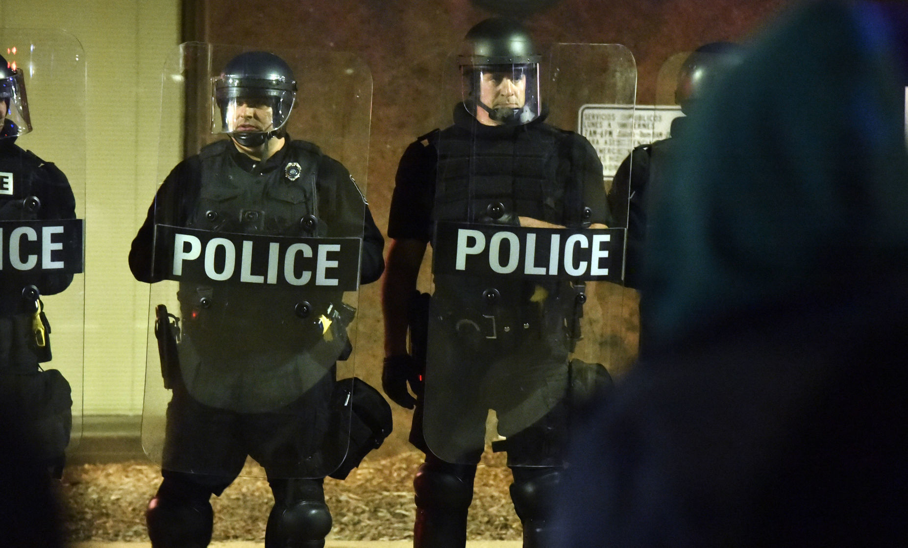 Outside the police station